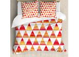 Abakuhaus Copripiumino Astratto, Arte Geometrica Triangolare, Antiacaro, Adatto A Chi Soffre Di Allergie, Con Federe, 155 Cm X 220 Cm - 80 X 80 Cm, Arancione Scarlatto
