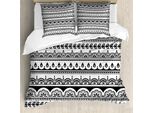 Abakuhaus Copripiumino Tribale, Bordi Con Foglie, Antiacaro, Adatto A Chi Soffre Di Allergie, Con Federe, 200 Cm X 200 Cm - 80 X 80 Cm, Bianco E Nero