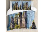 Abakuhaus Copripiumino Nationalpark, Meraviglie Del Mondo, Antiacaro, Adatto A Chi Soffre Di Allergie, Con Federe, 155 Cm X 220 Cm - 80 X 80 Cm, Verde Oliva Baby Blue