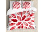 Abakuhaus Copripiumino Floreale, Natura Bellezza Blossom, Antiacaro Adatto A Chi Soffre Di Allergie Con Federe, 200 Cm X 200 Cm - 80 X 80 Cm, Rosso Rubino