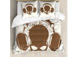 Abakuhaus Copripiumino Musicale, Dj Grunge Retro Skull, Antiacaro, Adatto A Chi Soffre Di Allergie, Con Federe, 200 Cm X 200 Cm - 80 X 80 Cm, Color Caramello Chiaro