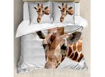 Abakuhaus Copripiumino Per Animali Domestici, Safari Wildlife, Antiacaro, Adatto A Chi Soffre Di Allergie, Con Federe, 155 Cm X 220 Cm - 80 X 80 Cm, Marrone E Grigio
