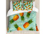 Abakuhaus Copripiumino Retrò, Vintage Beach Summer, Antiacaro, Adatto A Chi Soffre Di Allergie, Con Federe, 200 Cm X 200 Cm - 80 X 80 Cm, Verde Oliva Seafoam