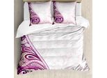 Abakuhaus Copripiumino Con Fiori, Motivo Petals, Antiacaro, Adatto A Chi Soffre Di Allergie, Con Federe, 155 Cm X 220 Cm - 80 X 80 Cm, Rosa Pallido, Fucsia, Prugna
