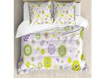 Abakuhaus Copripiumino Con Motivi Floreali, Motivo Floreale Funky, Antiacaro, Adatto A Chi Soffre Di Allergie, Con Federe, 155 Cm X 220 Cm - 80 X 80 Cm, Verde Oliva Mela
