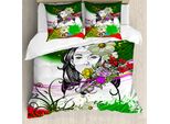 Abakuhaus Copripiumino Con Fiori, Spirali Di Fiori Tropicali, Antiacaro, Adatto A Chi Soffre Di Allergie, Con Federe, 155 Cm X 220 Cm - 80 X 80 Cm, Multicolore