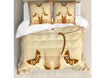 Abakuhaus Copripiumino Per Animali Domestici, 3 Gatti Siamesi, Antiacaro, Adatto A Chi Soffre Di Allergie, Con Federe, 200 Cm X 200 Cm - 80 X 80 Cm, Marrone Chiaro E Marrone Chiaro