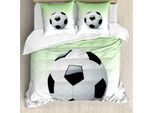 Abakuhaus Sport Copripiumino, Pallone Da Calcio, Antiacaro, Adatto A Chi Soffre Di Allergie, Con Federe, 155 Cm X 220 Cm - 80 X 80 Cm, Bianco E Nero
