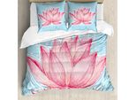 Abakuhaus Copripiumino Lotus, Garden Lotus Flower, Antiacaro, Adatto A Chi Soffre Di Allergie, Con Federe, 155 Cm X 220 Cm - 80 X 80 Cm, Rosa Azzurro Pallido