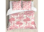 Abakuhaus Copripiumino Con Fiori, Fiori E Foglie Rosa, Antiacaro, Adatto A Chi Soffre Di Allergie, Con Federe, 155 Cm X 220 Cm - 80 X 80 Cm, Rosa