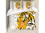 Abakuhaus Copripiumino Per Animali Domestici, Vektor Wilde Tiger, Antiacaro, Adatto A Chi Soffre Di Allergie, Con Federe, 155 Cm X 220 Cm - 80 X 80 Cm, Arancione