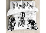 Abakuhaus Copripiumino Sketch, Sketch Ciclista, Antiacaro Adatto A Chi Soffre Di Allergie Con Federe, 155 Cm X 220 Cm - 80 X 80 Cm, Bianco E Nero