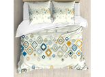 Abakuhaus Set Copripiumino Moderno Per Letti Matrimoniali, Motivo Geometrico Astratto, Antiacaro, Adatto A Chi Soffre Di Allergie, Con Federe, Blu Cielo Scuro, Azzurro, Calendula