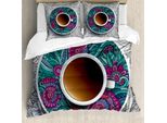 Abakuhaus Copripiumino Caffè, Caffè E Tisane, Antiacaro, Adatto A Chi Soffre Di Allergie, Con Federe, 200 Cm X 200 Cm - 80 X 80 Cm, Multicolore