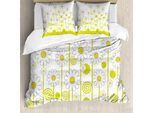 Abakuhaus Copripiumino Con Motivi Floreali, Giardino Di Margherite, Antiacaro E Anallergico, Con Federe, 200 Cm X 200 Cm - 80 X 80 Cm, Giallo E Bianco