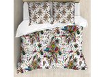 Abakuhaus Copripiumino Colorato, Motivo Floreale, Antiacaro, Adatto A Chi Soffre Di Allergie, Con Federe, 155 Cm X 220 Cm - 80 X 80 Cm, Multicolore