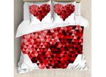 Abakuhaus Burgund Copripiumino, Zukunft Modernes Herz, Antiacaro, Adatto A Chi Soffre Di Allergie, Con Federe, 155 Cm X 220 Cm - 80 X 80 Cm, Rosso E Rubino
