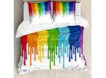 Abakuhaus Copripiumino Astratto, Verniciatura Color Arcobaleno, Antiacaro, Adatto A Chi Soffre Di Allergie, Con Federe, 200 Cm X 200 Cm - 80 X 80 Cm, Multicolore