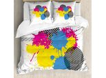 Abakuhaus Copripiumino Vintage, Grunge Ink Splatter, Antiacaro, Adatto A Chi Soffre Di Allergie, Con Federe, 155 Cm X 220 Cm - 80 X 80 Cm, Giallo Rosa