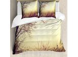 Abakuhaus Copripiumino Naturale, Vintage Leafless Autumn, Antiacaro, Adatto A Chi Soffre Di Allergie, Con Federe, 155 Cm X 220 Cm - 80 X 80 Cm, Color Seppia