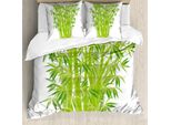 Abakuhaus Copripiumino Esotico, Tronchi Di Bambù Con Foglie, Antiacaro, Adatto A Chi Soffre Di Allergie, Con Federe, 200 Cm X 200 Cm - 80 X 80 Cm, Verde Lime