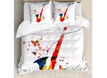 Abakuhaus Copripiumino Musicale, Schmetterling Orchestra Jazz, Antiacaro, Adatto A Chi Soffre Di Allergie, Con Federe, 155 Cm X 220 Cm - 80 X 80 Cm, Multicolore