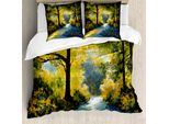 Abakuhaus Copripiumino Naturale, Natura Foresta Prati, Antiacaro Adatto A Chi Soffre Di Allergie Con Federe, 155 Cm X 220 Cm - 80 X 80 Cm, Verde Avocado Verde Felce