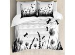 Abakuhaus Copripiumino Naturale, Grass Bush Meadow Primavera, Antiacaro, Adatto A Chi Soffre Di Allergie, Con Federe, 200 Cm X 200 Cm - 80 X 80 Cm, Bianco E Nero