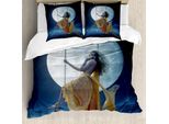 Abakuhaus Copripiumino Luna, Altalene Nel Cielo Luna, Antiacaro Adatto A Chi Soffre Di Allergie Con Federe, 155 Cm X 220 Cm - 80 X 80 Cm, Blu Scuro E Grigio