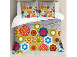 Abakuhaus Copripiumino Con Motivi Floreali, Modern Summer Colorato, Antiacaro E Anallergico, Con Federe, 200 Cm X 200 Cm - 80 X 80 Cm, Multicolore