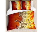 Abakuhaus Copripiumino Arancione, Uccello Fenice In Fiamme, Antiacaro, Adatto A Chi Soffre Di Allergie, Con Federe, 200 Cm X 200 Cm - 80 X 80 Cm, Arancione Giallo