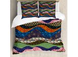 Abakuhaus Copripiumino Asiatico, Motivo Floreale, Antiacaro, Adatto A Chi Soffre Di Allergie, Con Federe, 155 Cm X 220 Cm - 80 X 80 Cm, Multicolore