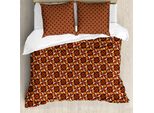 Abakuhaus Copripiumino Moderno, Geometrico Retrò Vintage, Antiacaro, Adatto A Chi Soffre Di Allergie, Con Federe, 155 Cm X 220 Cm - 80 X 80 Cm, Arancione Scuro Bordeaux