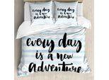 Abakuhaus Copripiumino Con Frase Motivazionale, Testo Avventuroso, Antiacaro, Adatto A Chi Soffre Di Allergie, Con Federe, 155 Cm X 220 Cm - 80 X 80 Cm, Azzurro