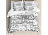 Abakuhaus Paris Copripiumino, Tetti Di Parigi E Torre Eiffel, Antiacaro, Adatto A Chi Soffre Di Allergie, Con Federe, 155 Cm X 220 Cm - 80 X 80 Cm, Bianco E Nero