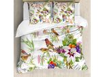 Abakuhaus Copripiumino Con Fiori, Fiori Esotici Primaverili, Antiacaro, Adatto A Chi Soffre Di Allergie, Con Federe, 200 Cm X 200 Cm - 80 X 80 Cm, Multicolore