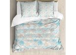 Abakuhaus Copripiumino Nautico, Conchiglie Color Pastello, Antiacaro, Adatto A Chi Soffre Di Allergie, Con Federe, 155 Cm X 220 Cm - 80 X 80 Cm, Tan Turchese Bianco
