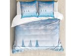 Abakuhaus Copripiumino Ocean, Regata Di Barche A Vela, Antiacaro, Adatto A Chi Soffre Di Allergie, Con Federe, 155 Cm X 220 Cm - 80 X 80 Cm, Azzurro E Bianco