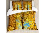 Abakuhaus Copripiumino Naturale, Alberi In Autunno Foglie Bosco, Antiacaro Adatto A Chi Soffre Di Allergie Con Federe, 155 Cm X 220 Cm - 80 X 80 Cm, Terra Giallo Sabbia Marrone