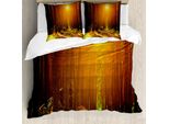 Abakuhaus Copripiumino Paesaggio, Tramonto Al Crepuscolo Sun Rise, Antiacaro, Adatto A Chi Soffre Di Allergie, Con Federe, 200 Cm X 200 Cm - 80 X 80 Cm, Terra Giallo Arancione Scuro