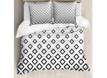 Abakuhaus Copripiumino Geometrico, Motivo Quadrato Artistico, Antiacaro, Adatto A Chi Soffre Di Allergie, Con Federe, 200 Cm X 200 Cm - 80 X 80 Cm, Bianco E Nero