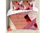 Abakuhaus Set Copripiumino Rosa Pallido Per Letti Matrimoniali, Motivo Geometrico, Antiacaro, Adatto A Chi Soffre Di Allergie, Con Federe, Rosa Chiaro, Salmone, Rosso Corallo