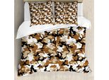 Abakuhaus Copripiumino Mimetico, Tonalità Stile Mimetico, Antiacaro, Adatto A Chi Soffre Di Allergie, Con Federe, 200 Cm X 200 Cm - 80 X 80 Cm, Pale Caramel Tan Nero