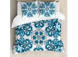 Set Copripiumino Abakuhaus Mandala Per Letti Matrimoniali, Iconografia Etnica Popolare, Antiacaro, Adatto A Chi Soffre Di Allergie, Con Federe, Azzurro Cielo