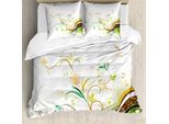 Abakuhaus Set Copripiumino Per Letti Matrimoniali, Fiori Edera, Antiacaro, Adatto A Chi Soffre Di Allergie, Con Federe, Marrone, Giallo, Bordeaux, Bianco