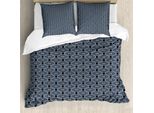 Abakuhaus Set Copripiumino Giapponese Per Letti Matrimoniali, Linea Fiori E Rombi, Antiacaro, Adatto A Chi Soffre Di Allergie, Con Federe, Grigio Antracite, Blu Scuro, Bianco