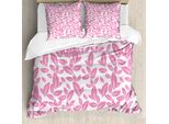Abakuhaus Set Copripiumino Con Fiori Per Letti Matrimoniali, Grandi Petali Rosa Artsy, Antiacaro Adatto A Chi Soffre Di Allergie Con Federe, Rosa Chiaro Bianco