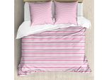 Abakuhaus Copripiumino Geometrico, Arte Moderna A Strisce, Antiacaro, Adatto A Chi Soffre Di Allergie, Con Federe, 200 Cm X 200 Cm - 80 X 80 Cm, Bianco-Rosa-Grigio
