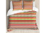 Abakuhaus Copripiumino Astratto, Strisce Orizzontali, Antiacaro, Adatto A Chi Soffre Di Allergie, Con Federe, 200 Cm X 200 Cm - 80 X 80 Cm, Multicolore