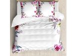 Abakuhaus Copripiumino Con Fiori, Fiori Romantici, Antiacaro, Adatto A Chi Soffre Di Allergie, Con Federe, 155 Cm X 220 Cm - 80 X 80 Cm, Fucsia-Verde-Blu